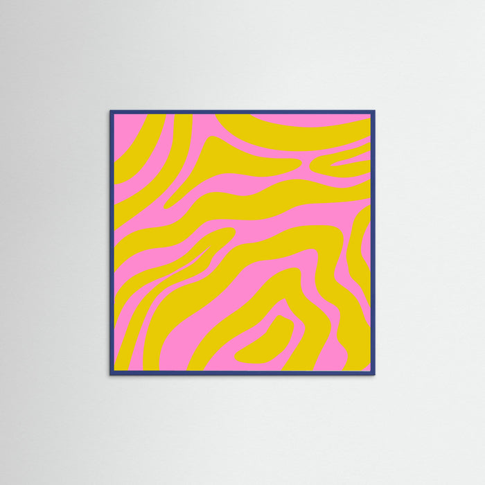 Blue Wood Abstract Lines and Yellow and Pink Poster