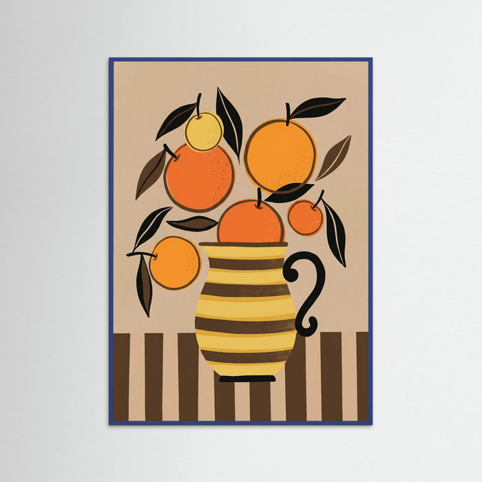 Blue Wood Abstract Orange Vase