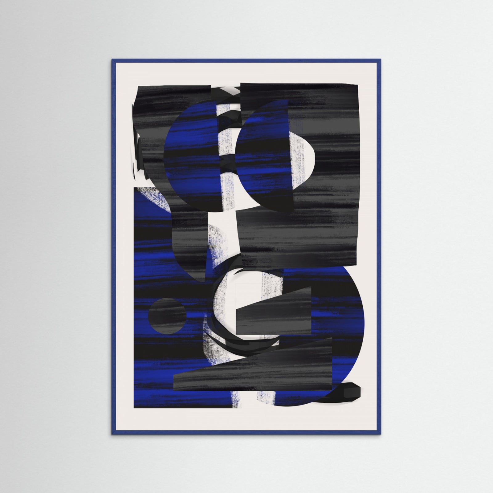 Blue Wood Abstract Stripe Minimal Collage 28 Poster