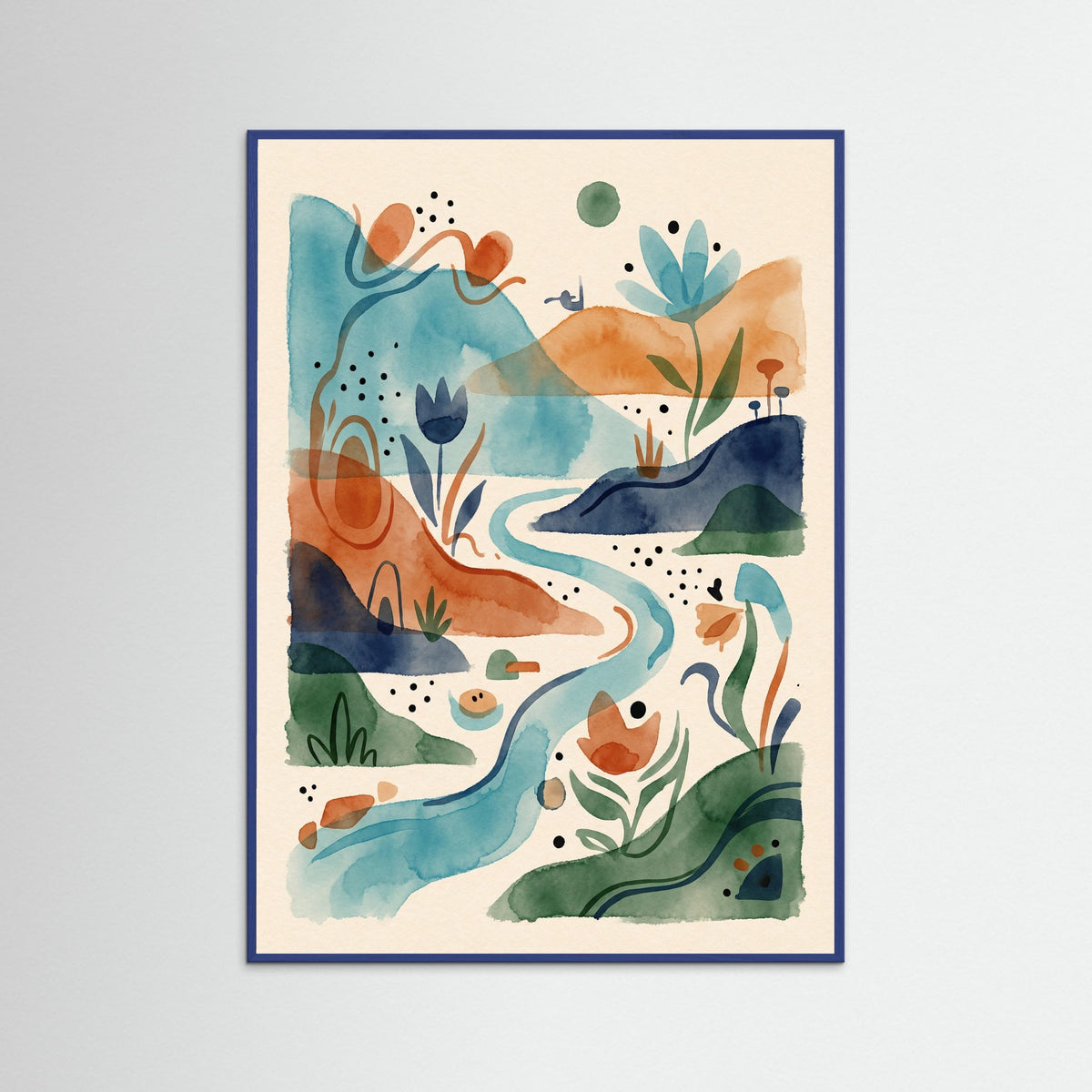 Blue Wood Abstract Vessel