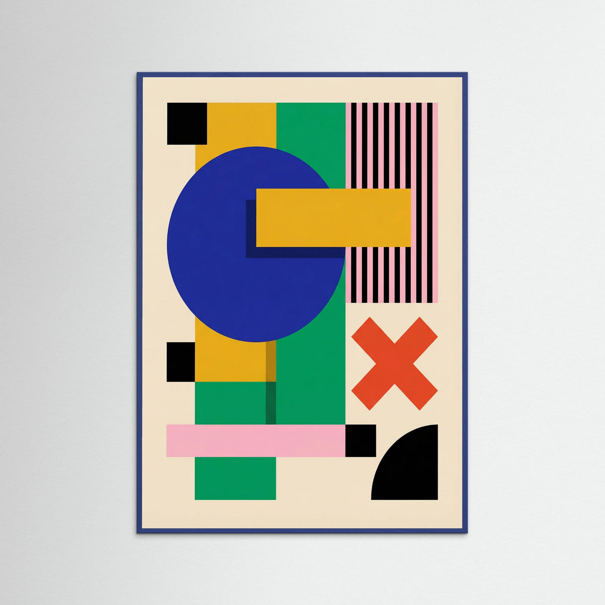 Blue Wood Bauhaus Geometric Harmony