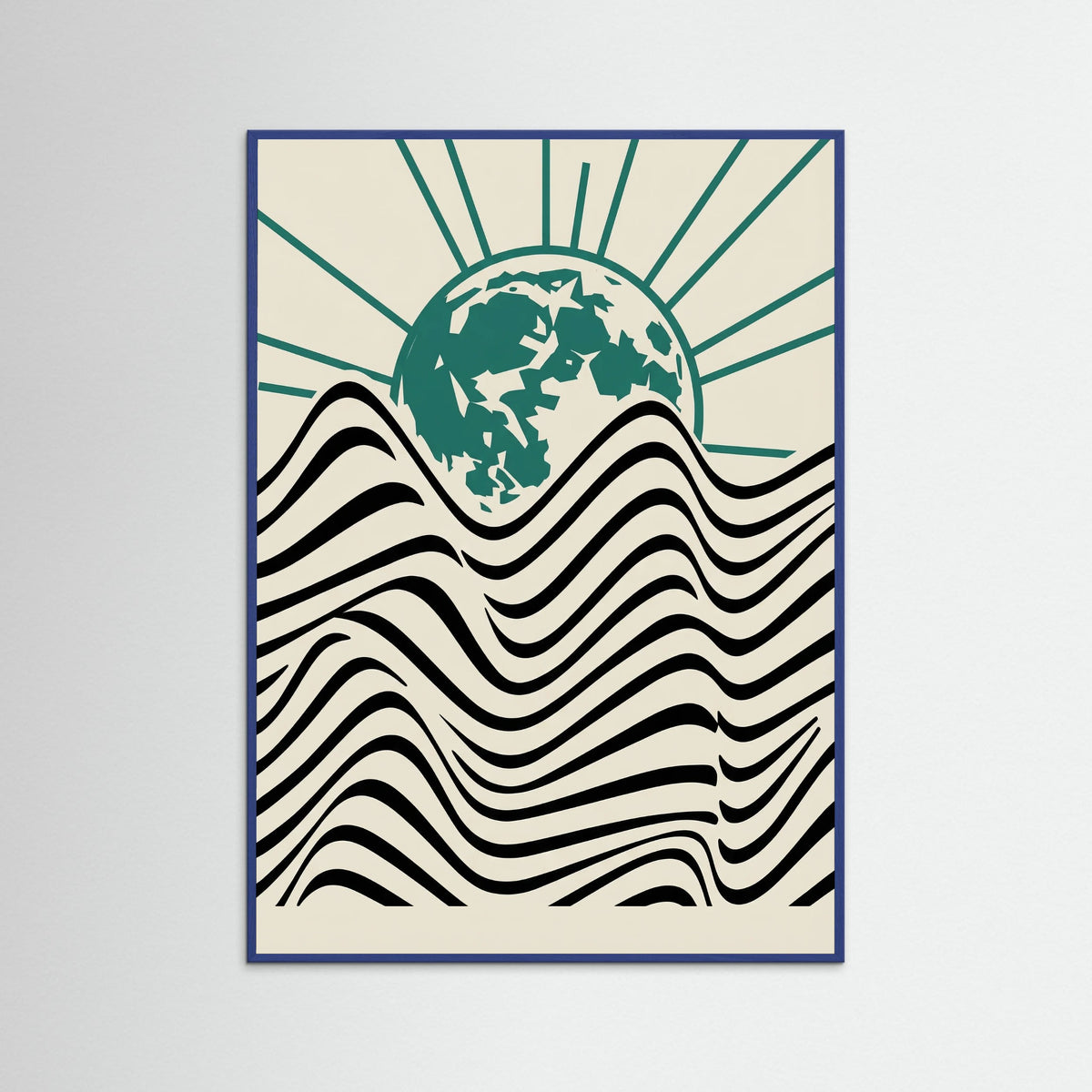 Blue Wood Bauhaus Sun Waves