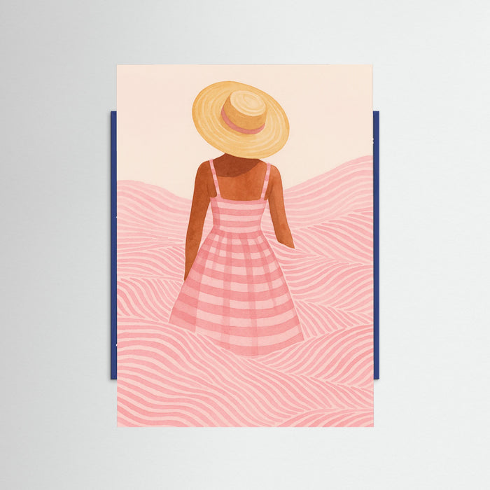 Blue Wood Beach Girl Pattern