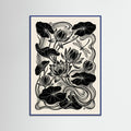 Blue Wood Beardsley Floral Nouveau