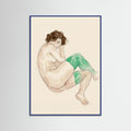 Blue Wood Bending Nude Study