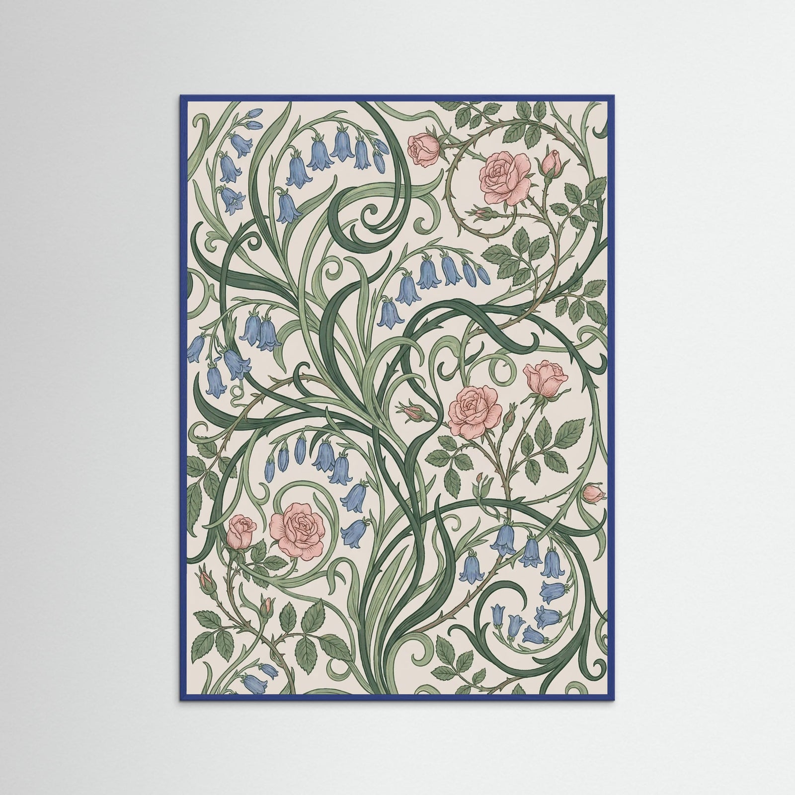 Blue Wood Berry Vine Pattern