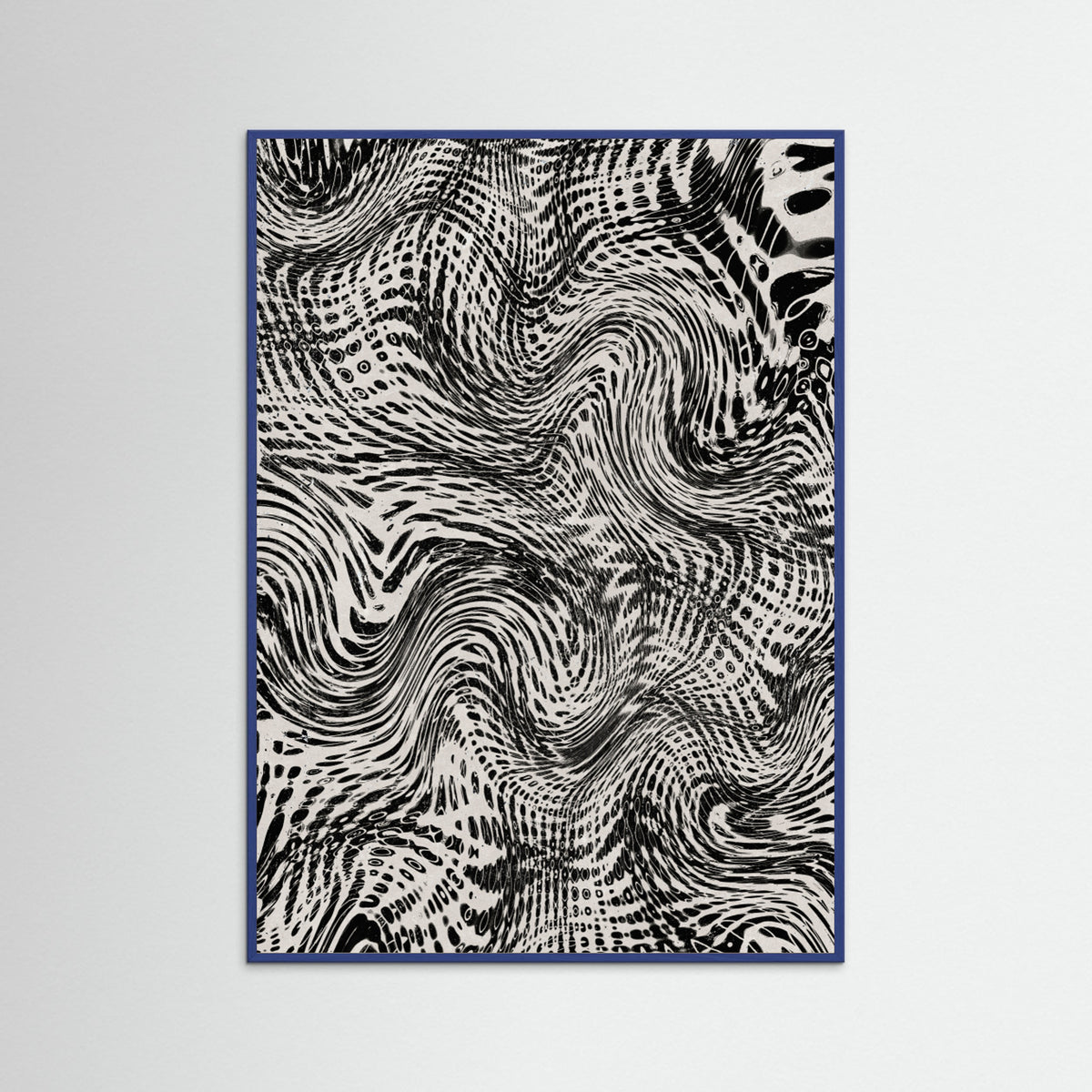 Blue Wood Black And White Net Pattern Poster
