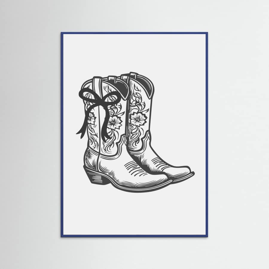 Black Cowgirl Boots with Bow Poster – Poster und Kunstdruck