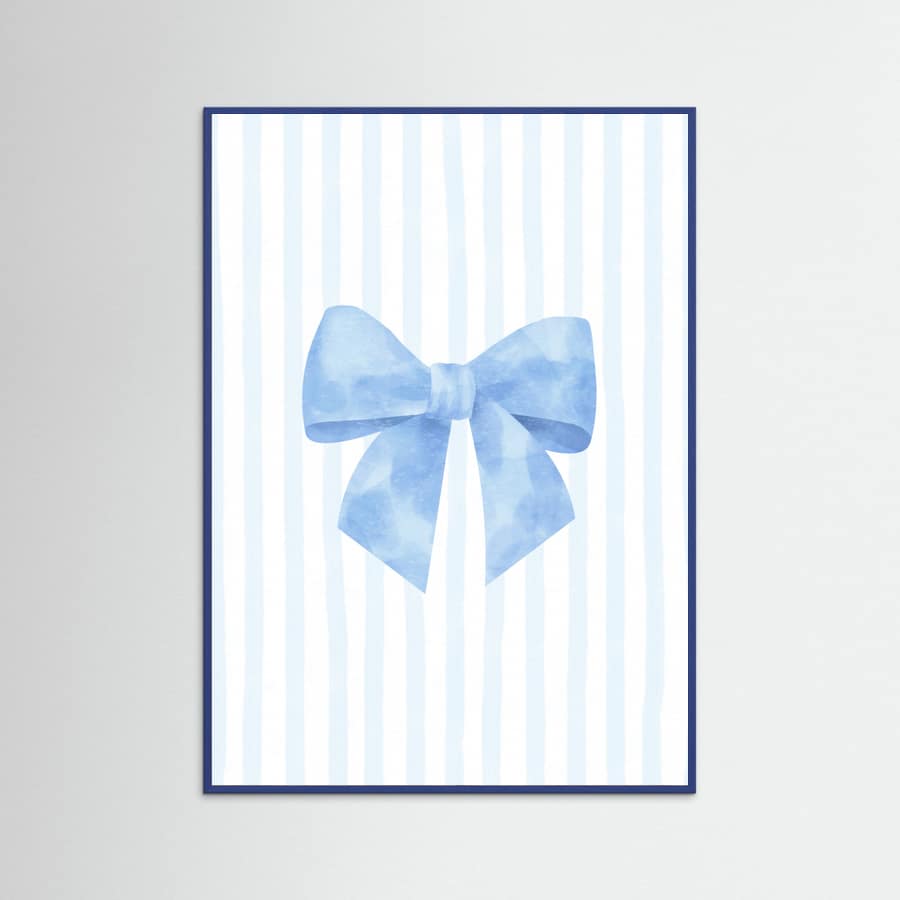 Póster Blue Bow On Stripes – póster e impresión artística