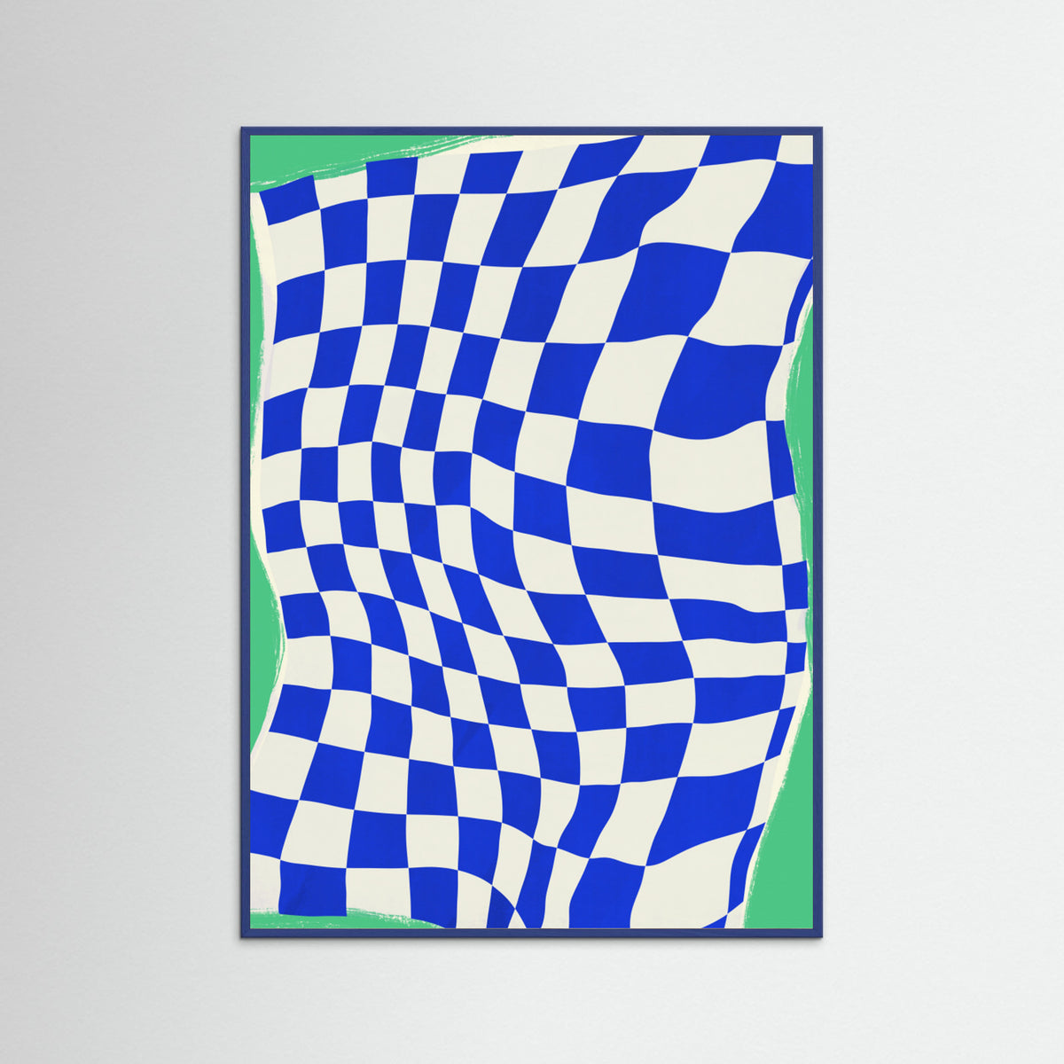 Blue Wood Blue Checker Cloth Poster