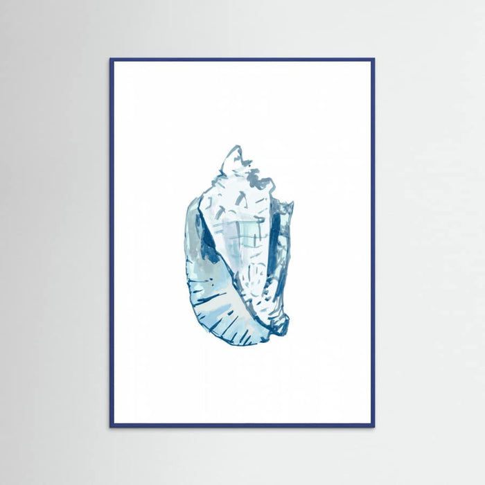 Blue Seashell On White Background No6 Poster – plakat og kunsttryk