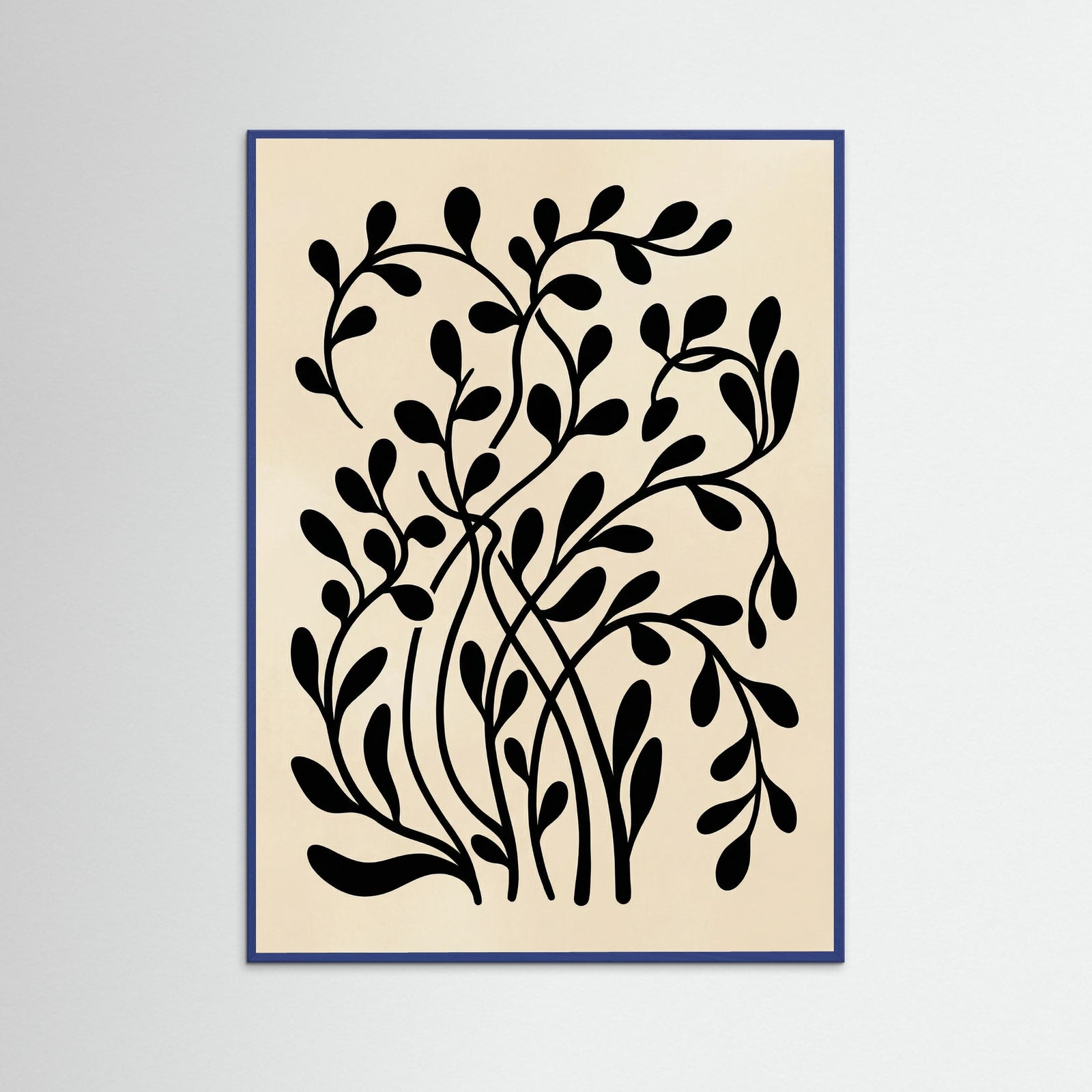 Blue Wood Botanical Silhouette Black