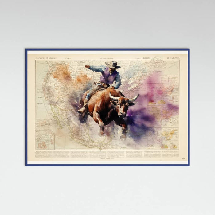 Blue Wood Bull Rider Poster