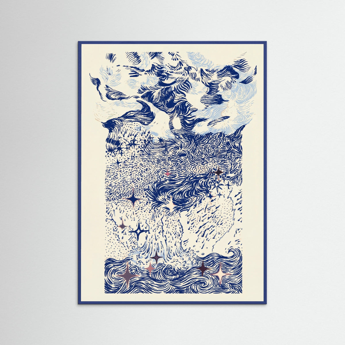 Blue Wood Celestial Swirls