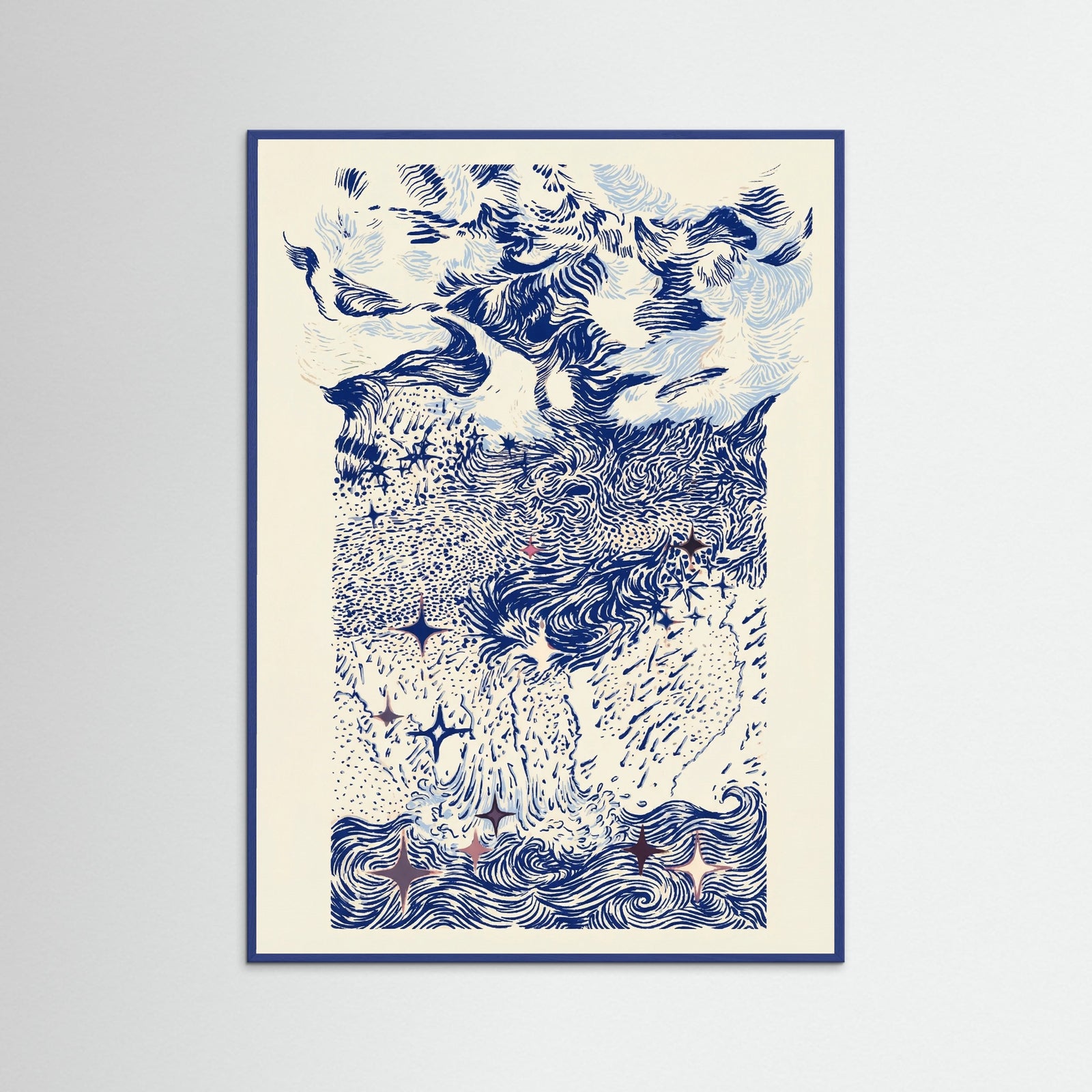 Blue Wood Celestial Swirls