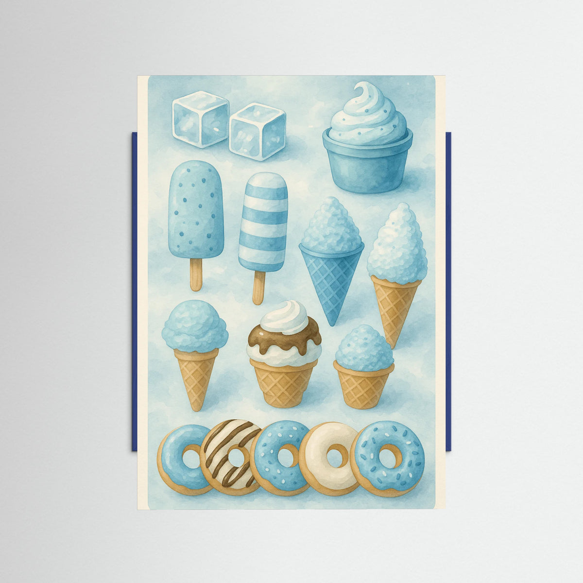 Blue Wood Colorful Ice Cream