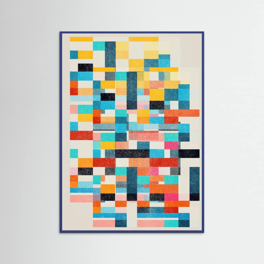Blue Wood Colorful Pattern Poster
