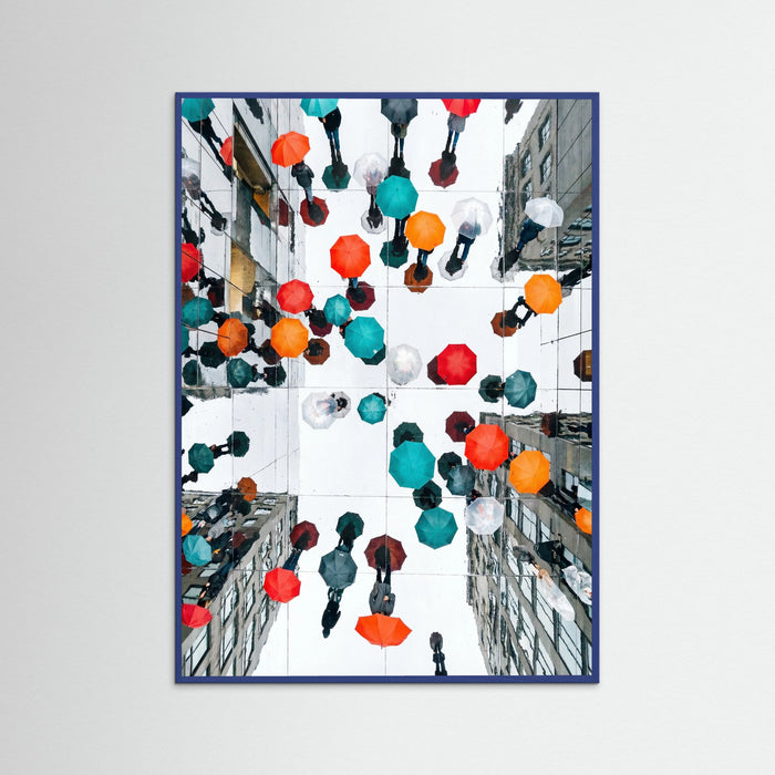 Blue Wood Colorful Rain Promenade