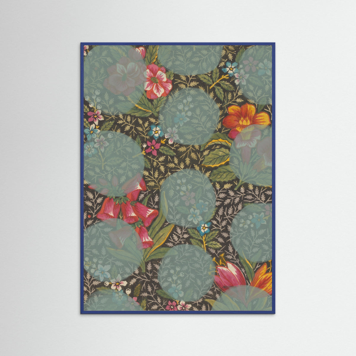 Blue Wood Colourful Flower Poster