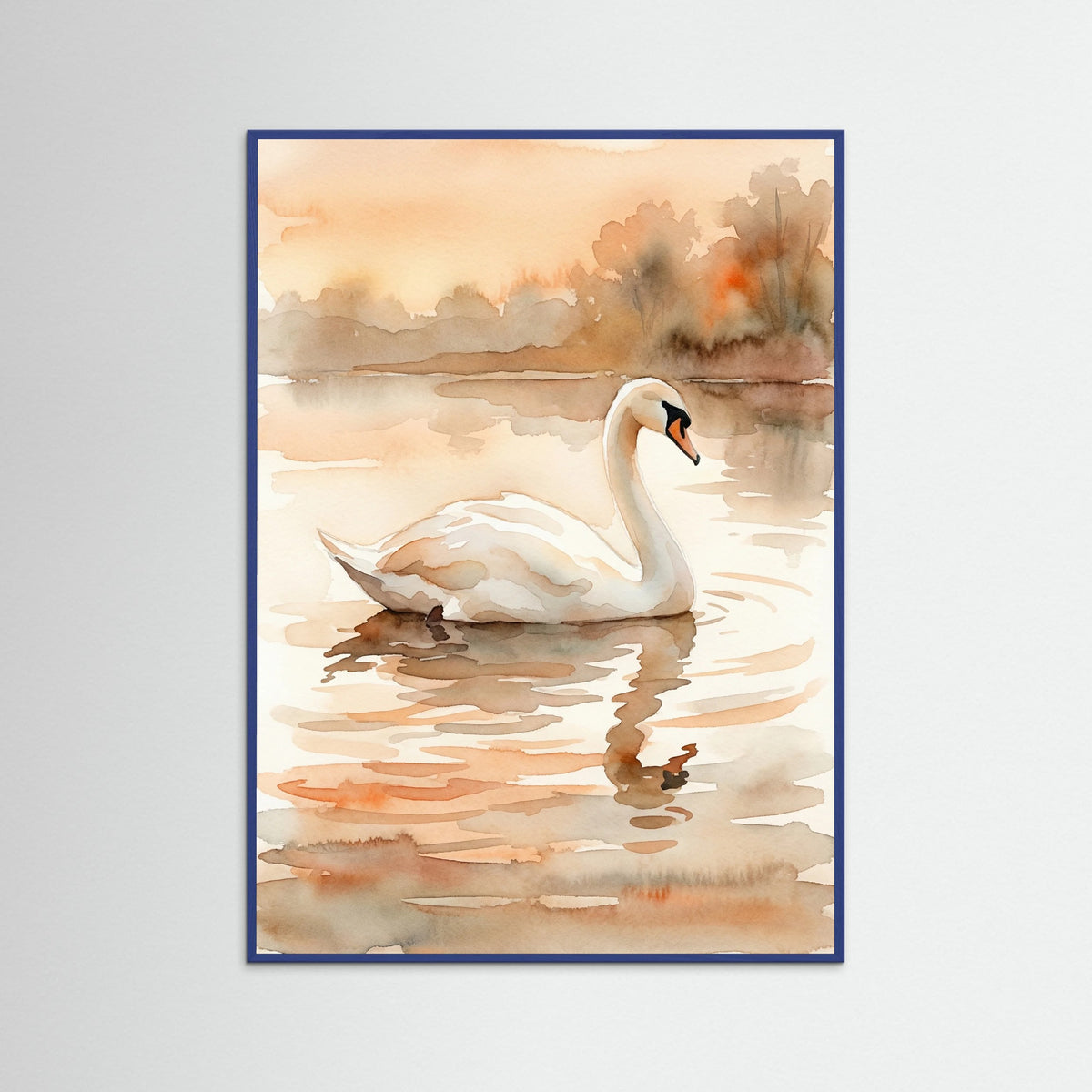 Blue Wood Connected Swans