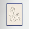 Blue Wood Contemplative Line Portrait