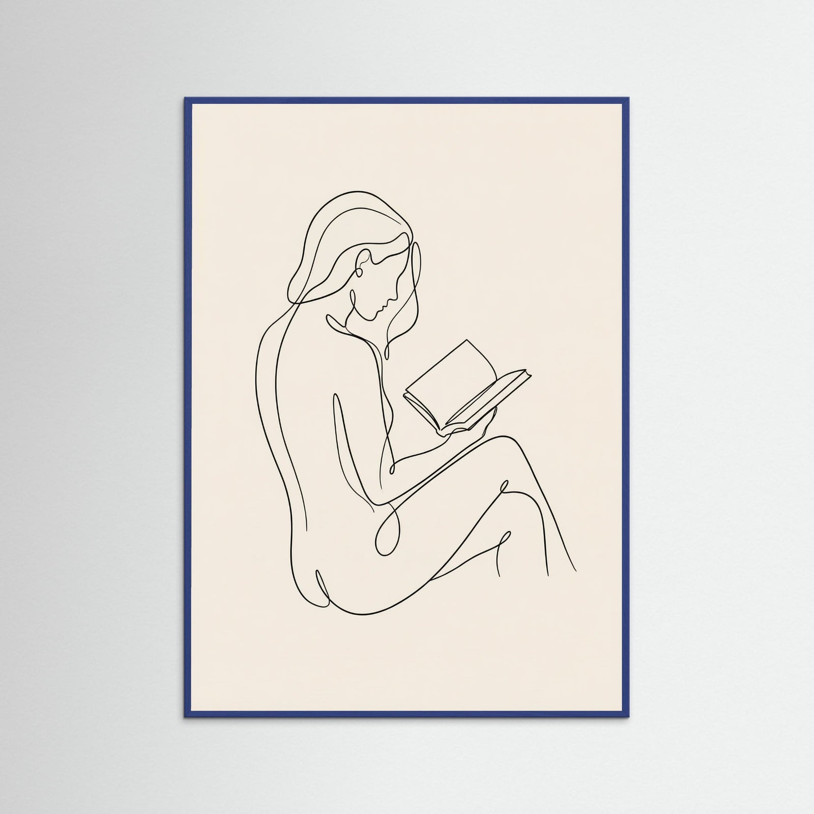 Blue Wood Contemplative Line Portrait