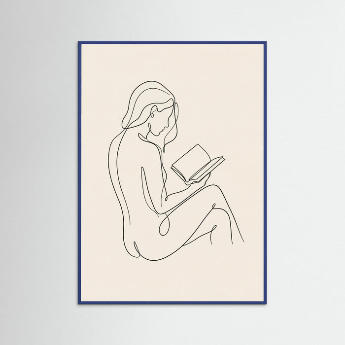 Blue Wood Contemplative Line Portrait