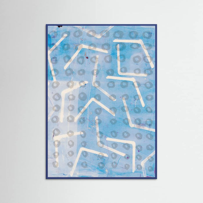 Blue Wood Contemporary Abstract In White and Blue Poster