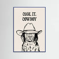 Blue Wood Cool it Cowboy Black Poster