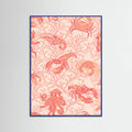 Coral and Lobster peachy fuzz pattern Poster – poster and art print