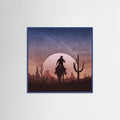Blue Wood Cowboy Sunset Poster
