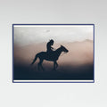 Blue Wood Cowboy Sunset Ride Poster
