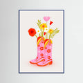 Blue Wood Cowgirl Boots Poster