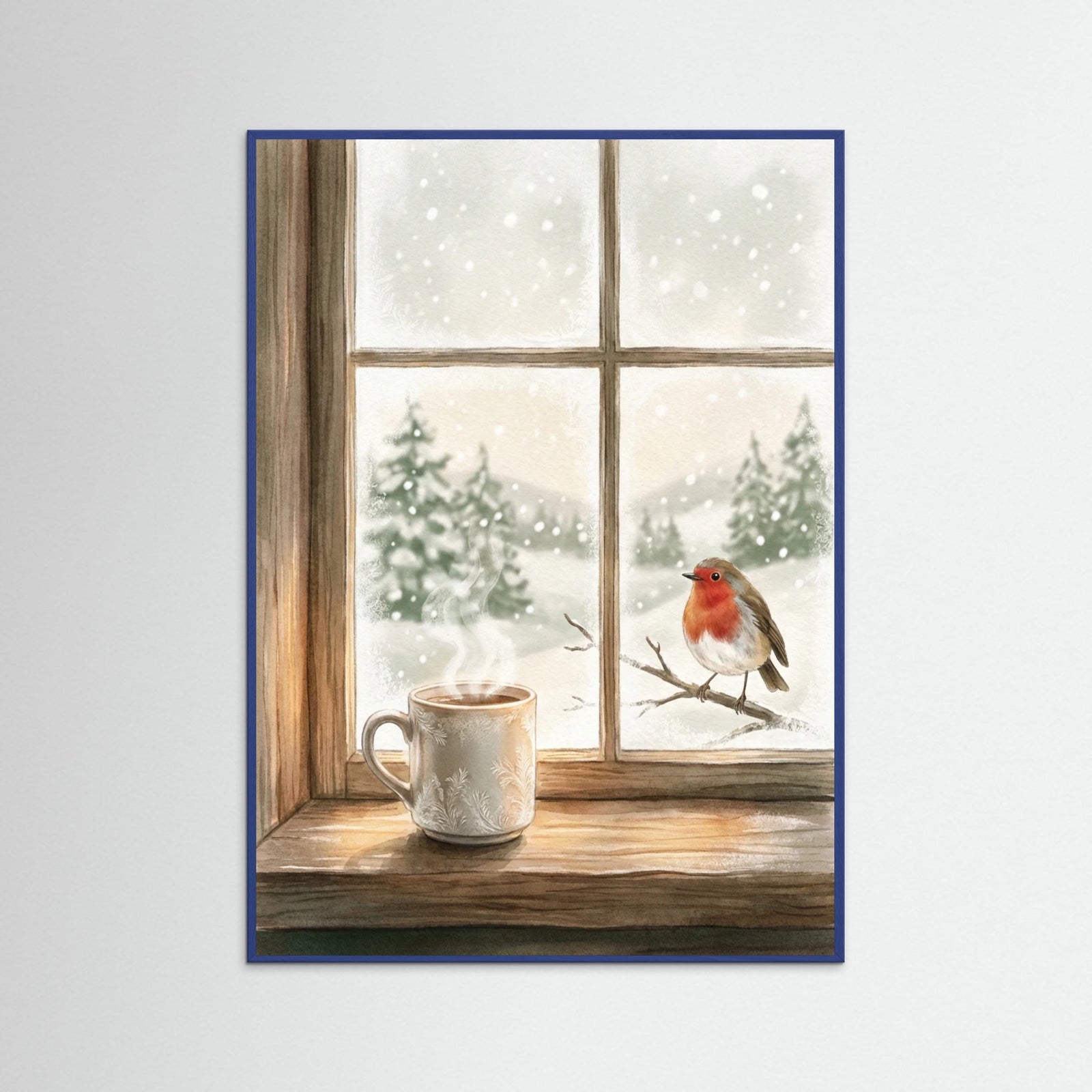 Blue Wood Cozy Winter Window
