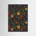 Blue Wood Crimson Floral Tapestry