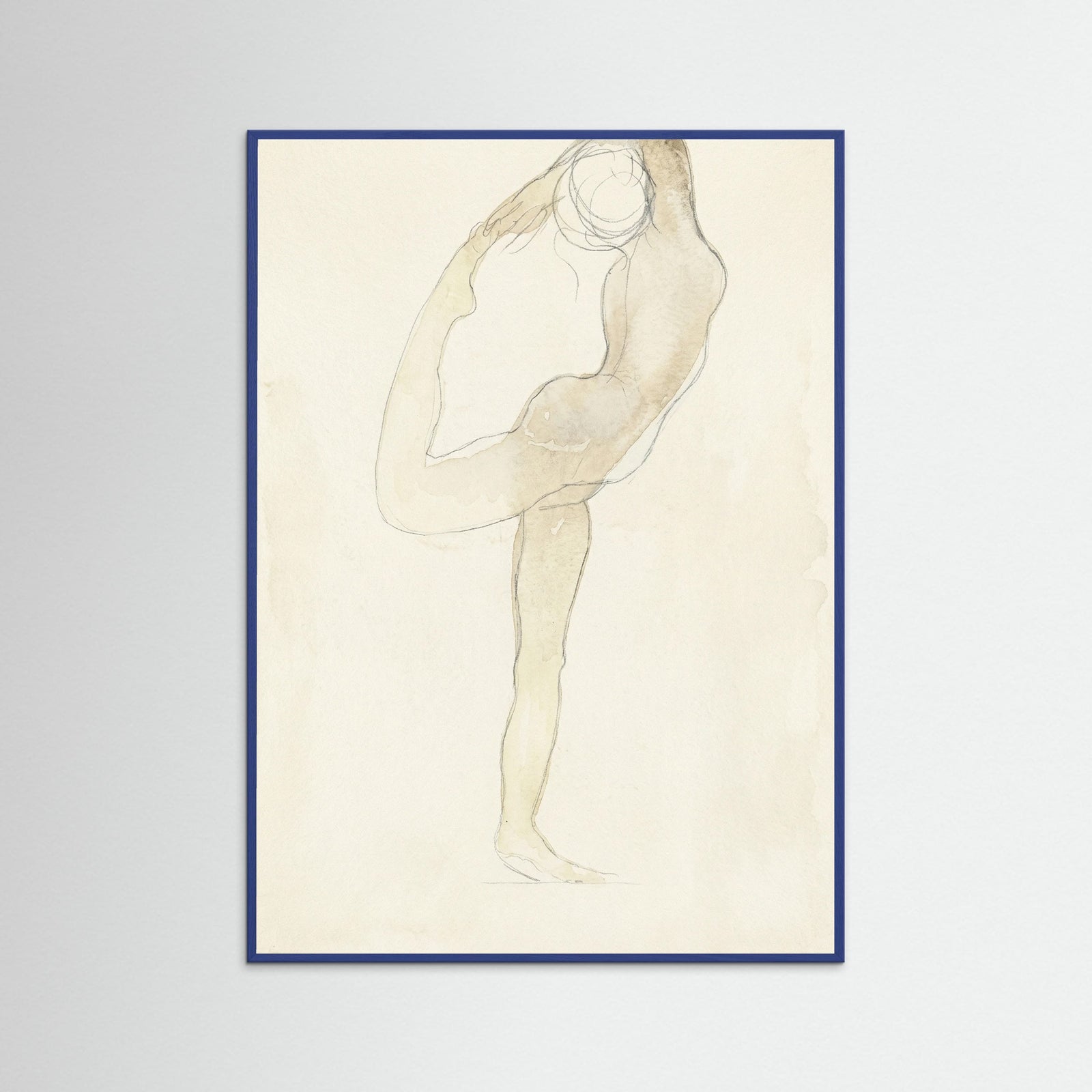 Blue Wood Dancing Figure Sketch