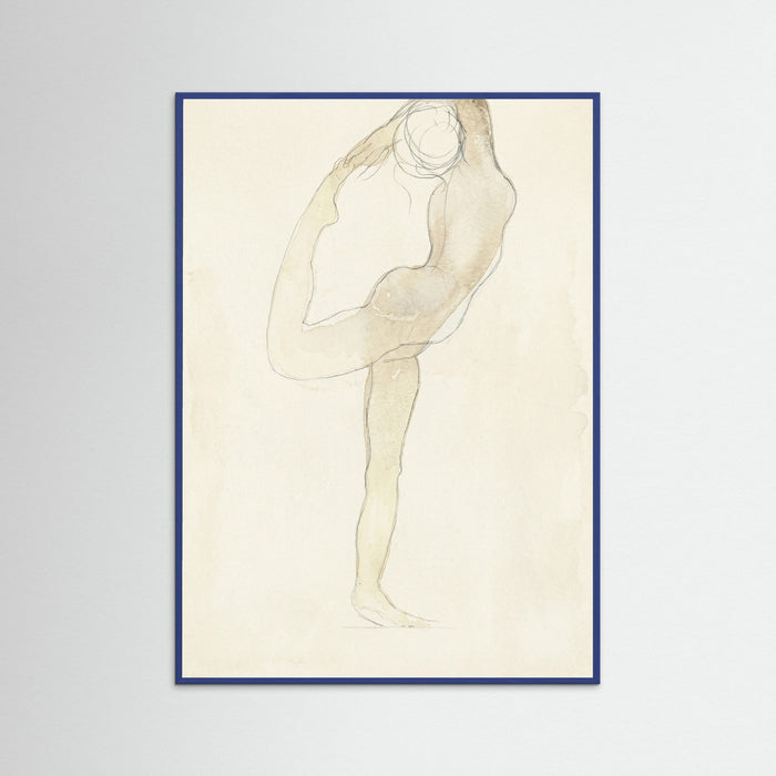 Blue Wood Dancing Figure Sketch