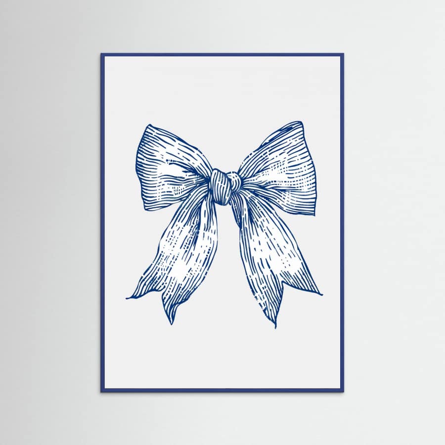 Affiche Dark Blue Coastal Striped Bow – affiche et impression d’art