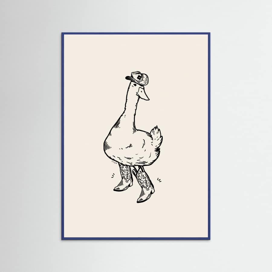Blue Wood Duck wearing Western Boots Poster