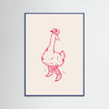 Blue Wood Duck wearing Western Boots in pink Poster