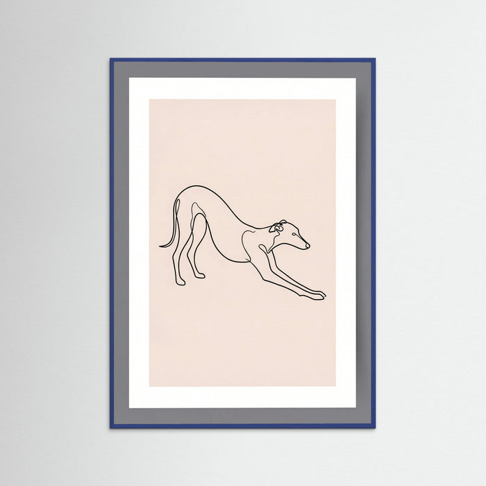 Blue Wood Elegant Feline Sketch