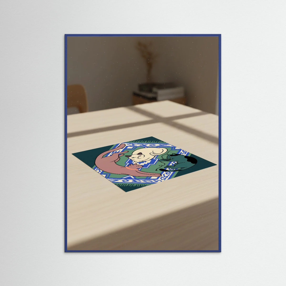 Blue Wood Feline Still Life