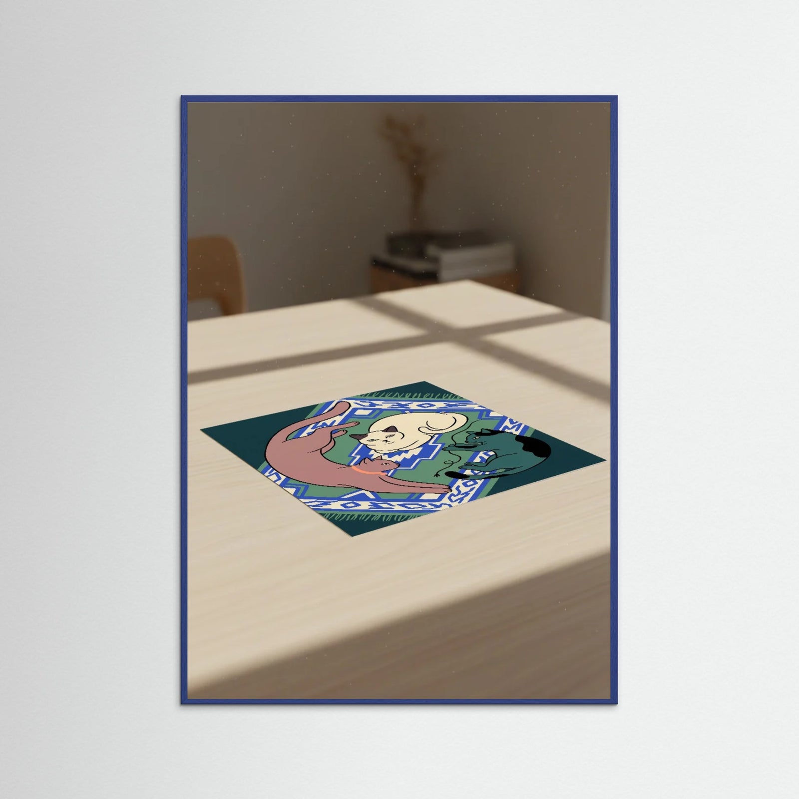 Blue Wood Feline Still Life