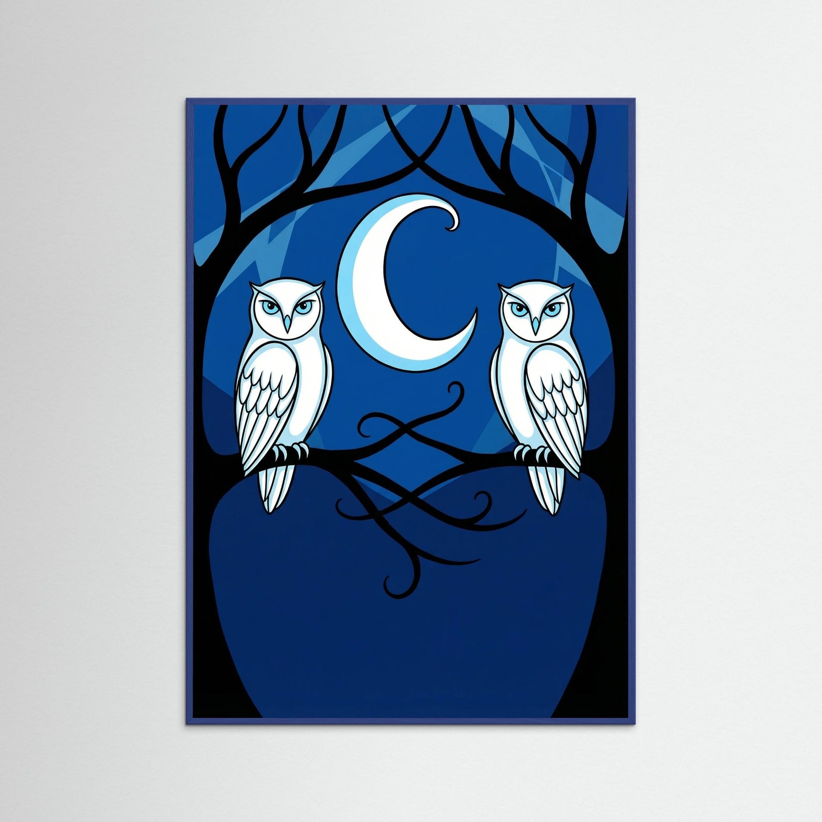 Blue Wood Feline Table