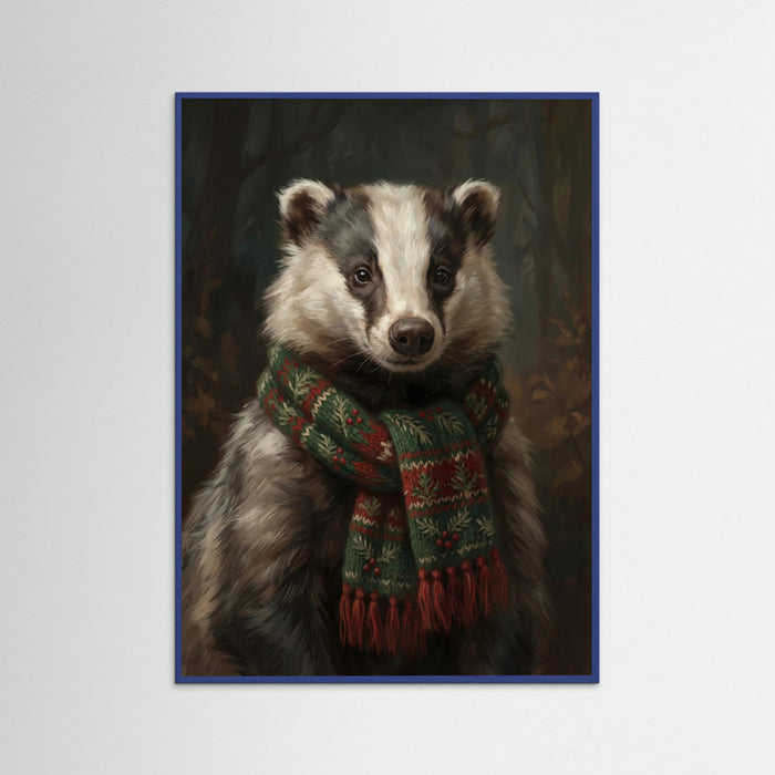 Blue Wood Festive Fowl Portrait