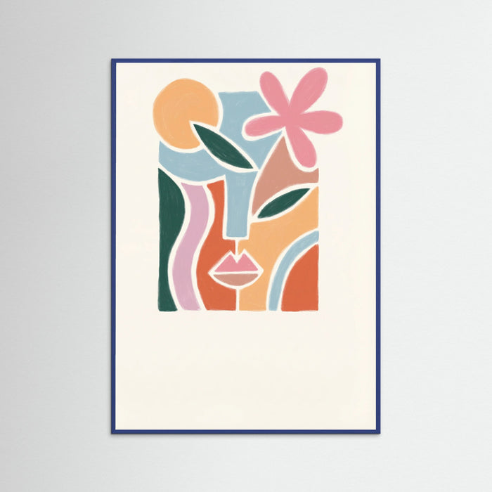 Blue Wood Floral Abstract Portrait