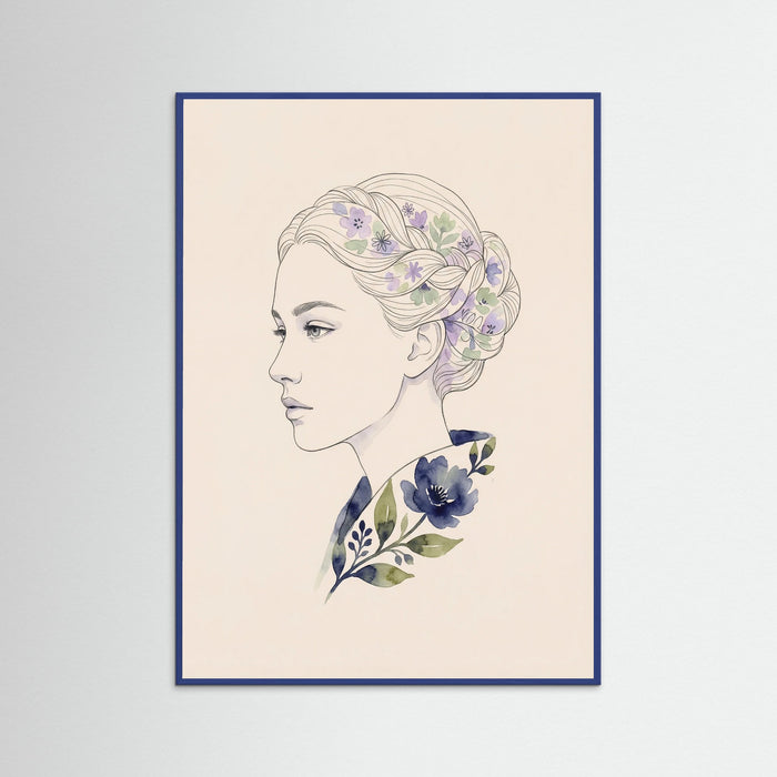 Blue Wood Floral Contemplation