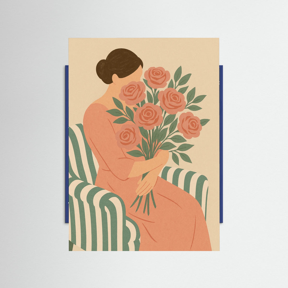 Blue Wood Floral Elegance