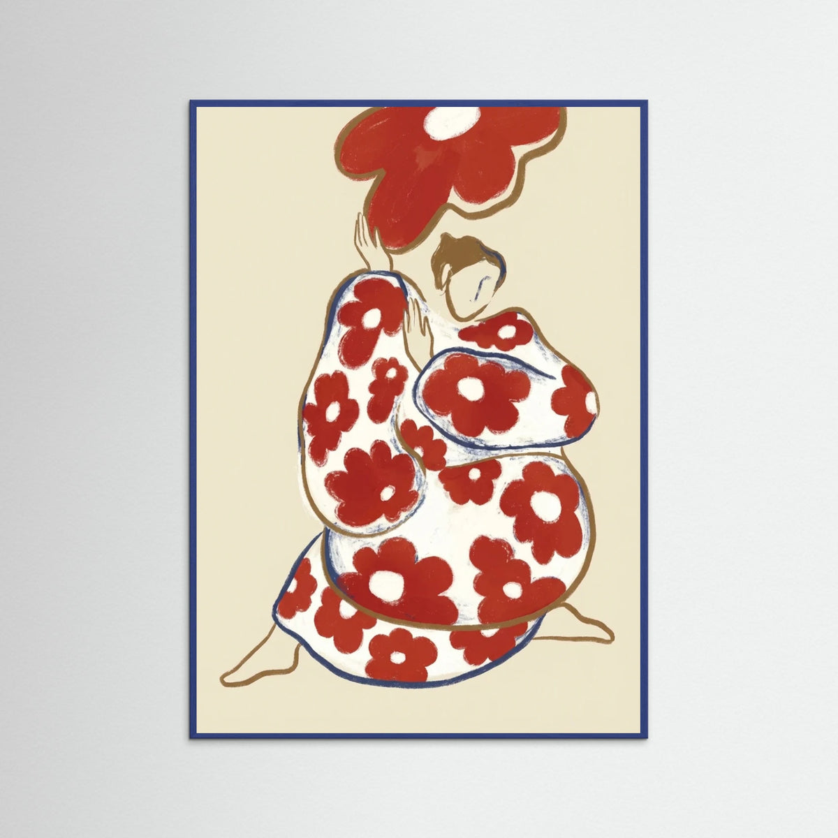 Blue Wood Floral Embrace