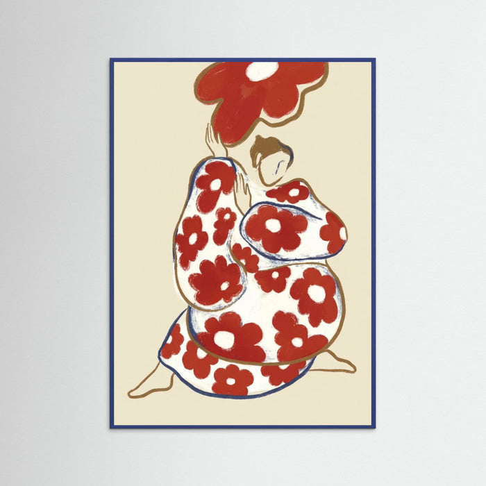 Blue Wood Floral Embrace